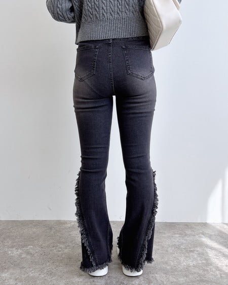 INGNI（イング） フリンジフレアデニムパンツ ｸﾞﾚｰ