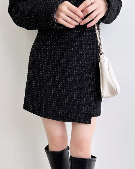 INGNI(イング) ツイードラップスカパン(セットアップ対応) クロ