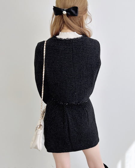 INGNI(イング) ツイードラップスカパン(セットアップ対応) クロ