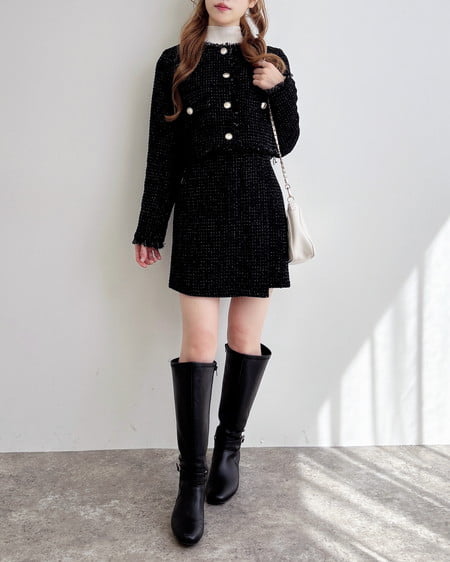 INGNI(イング) ツイードラップスカパン(セットアップ対応) クロ