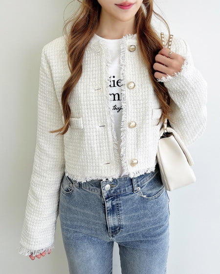 INGNI(イング) ツイードフリンジジャケット(セットアップ対応) オフホワイト