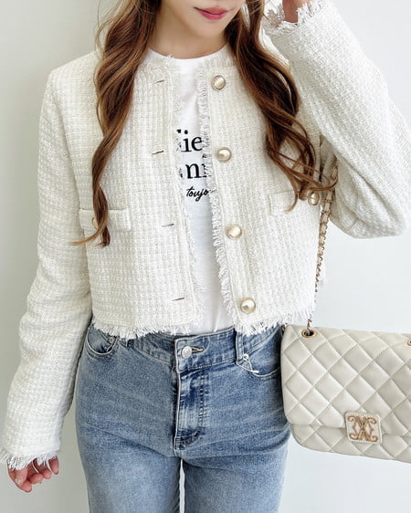 INGNI(イング) ツイードフリンジジャケット(セットアップ対応) オフホワイト