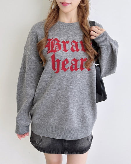 INGNI（イング） ジャガード2段ビッグロゴニット ｸﾞﾚｰ/ｱｶ