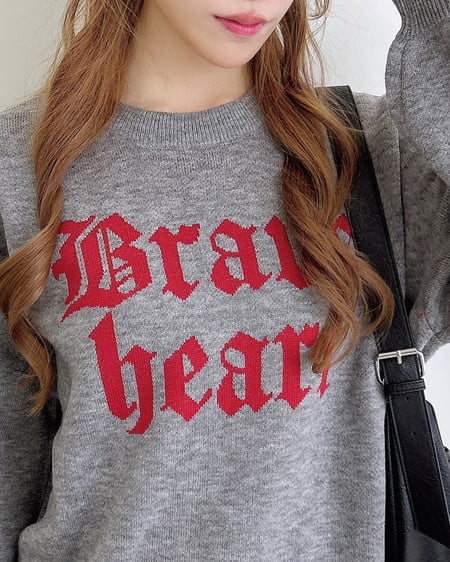 INGNI（イング） ジャガード2段ビッグロゴニット ｸﾞﾚｰ/ｱｶ