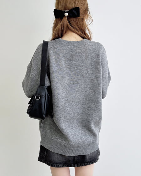 INGNI（イング） ジャガード2段ビッグロゴニット ｸﾞﾚｰ/ｱｶ