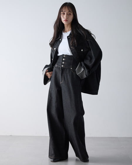 INGNI(イング) 袖折り返しビッグGジャン(セットアップ対応) クロ