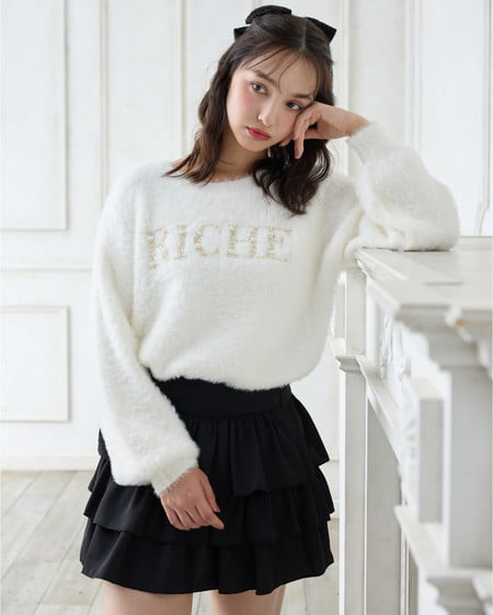 INGNI（イング） パールビジューロゴフェザーニット ｱｲﾎﾞﾘｰ