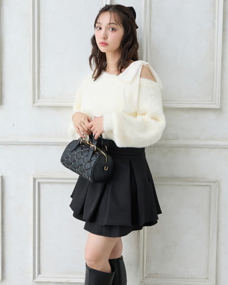 INGNI(イング) バックレースアップタックフレアスカート クロ