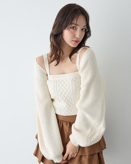 【WEB限定】ケーブルボレロニットアンサンブル