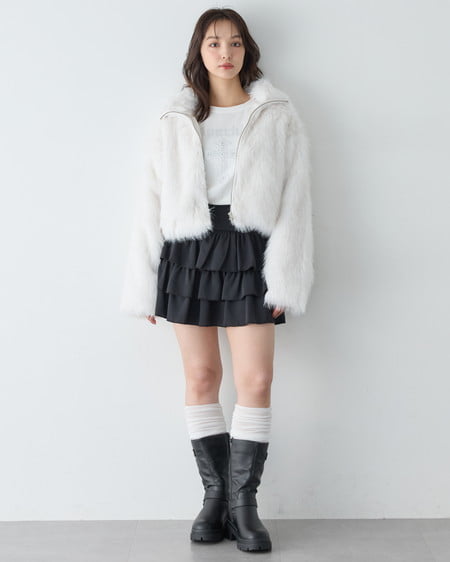 INGNI（イング） インヒール厚底バイカーブーツ ｸﾛ