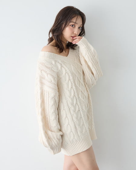 INGNI（イング） 2Wayケーブルルーズチュニックニット ｱｲﾎﾞﾘｰ