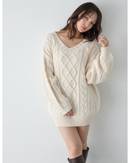 INGNI（イング） 2Wayケーブルルーズチュニックニット ｱｲﾎﾞﾘｰ