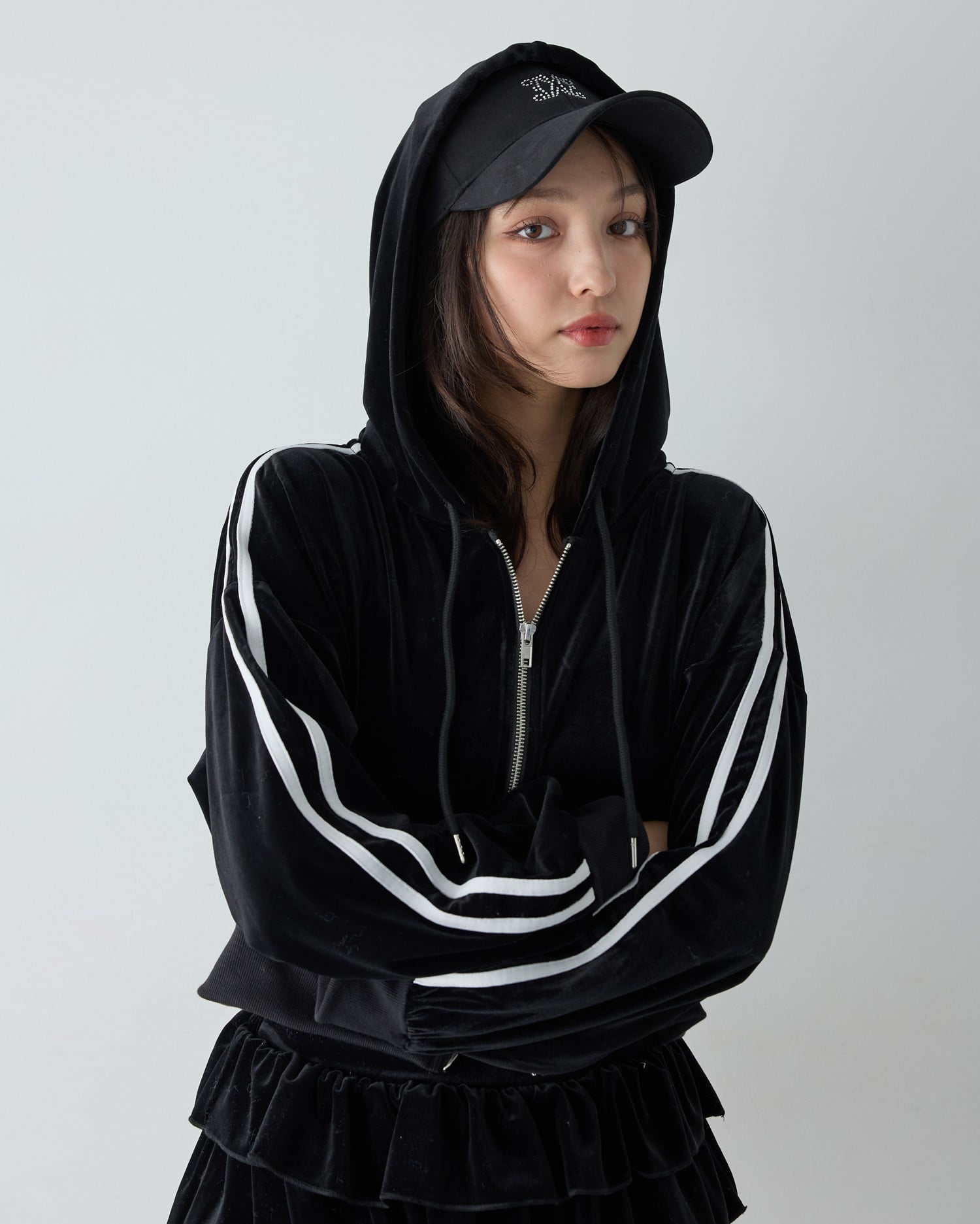 サイドラインジップベロアパーカー(セットアップ対応)