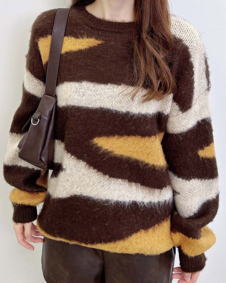 マーブル柄シャギーニット