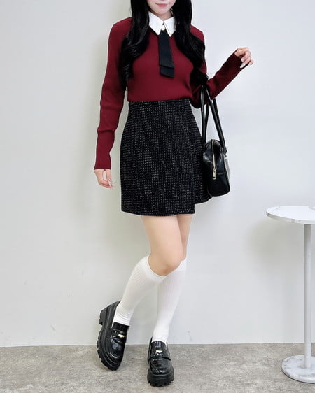 INGNI（イング） 襟付ボウタイニット ﾎﾞﾙﾄﾞｰ