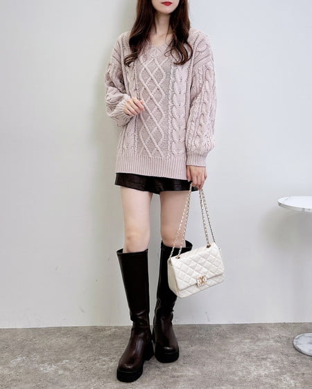 INGNI(イング) 2Wayケーブルルーズチュニックニット ピンク