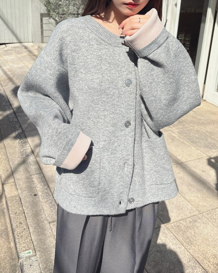 INGNI（イング） バイカラーニットカーディガン ｸﾞﾚｰ/ﾋﾟﾝｸ