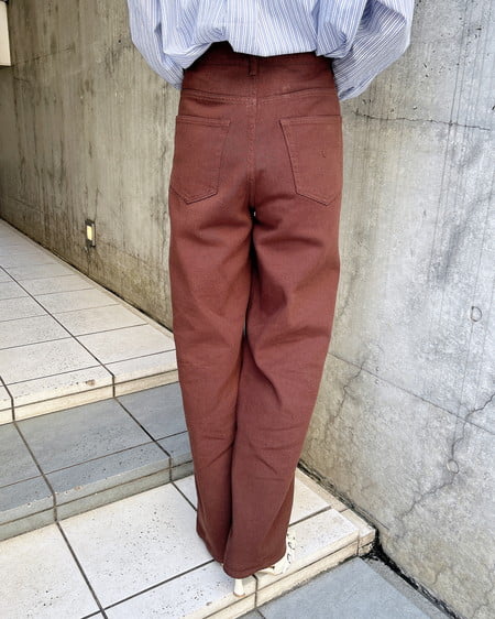 INGNI（イング） ウエストデザインワイドデニムパンツ／B ﾌﾞﾗｳﾝ