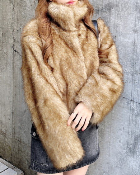 INGNI（イング） マグネットボタンスタンドカラーエコファーコート ﾌﾞﾗｳﾝ/ﾐｯｸｽ