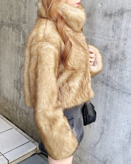 INGNI（イング） マグネットボタンスタンドカラーエコファーコート ﾌﾞﾗｳﾝ/ﾐｯｸｽ