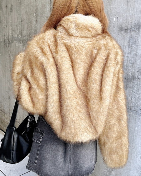 INGNI（イング） マグネットボタンスタンドカラーエコファーコート ﾌﾞﾗｳﾝ/ﾐｯｸｽ