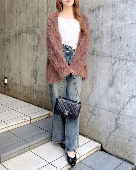 INGNI（イング） フェザーロングニットカーディガン／A ﾌﾞﾗｳﾝ