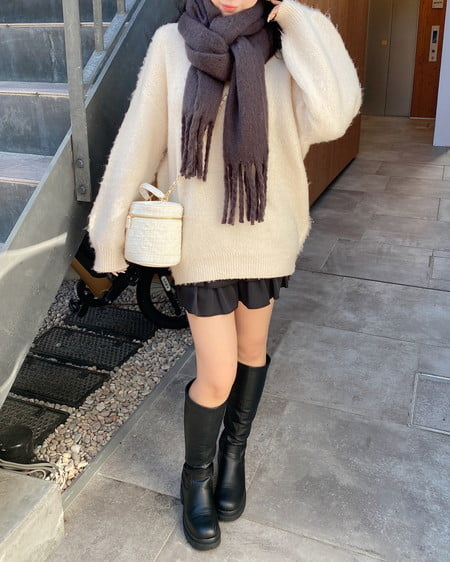 INGNI（イング） フリンジボリュームストール ｸﾞﾚｰ