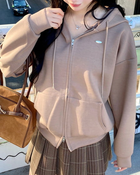 INGNI(イング) プレート付ダブルジップダンボールパーカー モカ