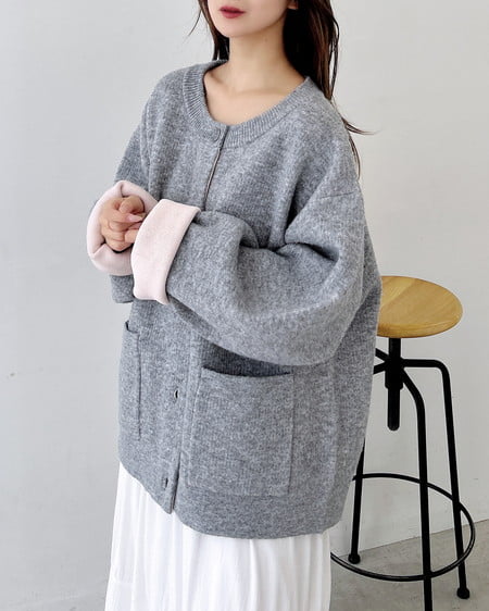 INGNI（イング） バイカラーニットカーディガン ｸﾞﾚｰ/ﾋﾟﾝｸ