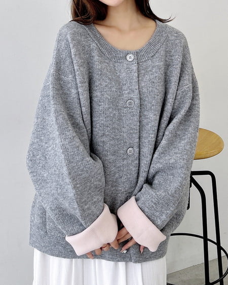 INGNI（イング） バイカラーニットカーディガン ｸﾞﾚｰ/ﾋﾟﾝｸ