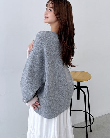 INGNI（イング） バイカラーニットカーディガン ｸﾞﾚｰ/ﾋﾟﾝｸ