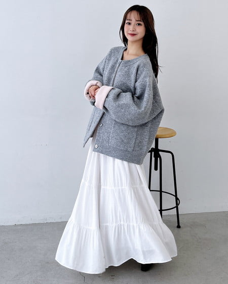 INGNI（イング） バイカラーニットカーディガン ｸﾞﾚｰ/ﾋﾟﾝｸ