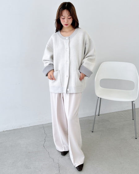 INGNI（イング） バイカラーニットカーディガン ｱｲﾎﾞﾘｰ/ﾗｲﾄｸﾞﾚｰ