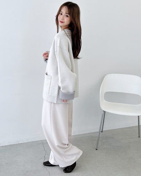 INGNI（イング） バイカラーニットカーディガン ｱｲﾎﾞﾘｰ/ﾗｲﾄｸﾞﾚｰ