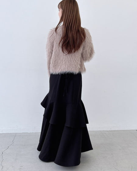 INGNI（イング） ショート丈金ボタンシャギーニットカーディガン ﾓｶ