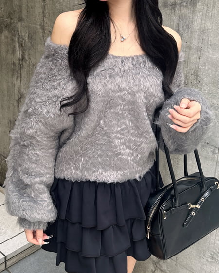 2Wayショート丈シャギーニット