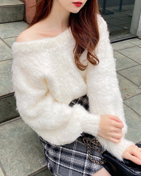 2Wayショート丈シャギーニット