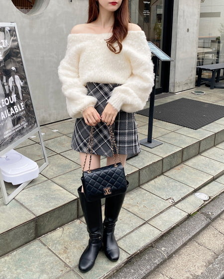 INGNI(イング) 2Wayショート丈シャギーニット アイボリー