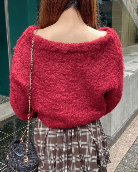 INGNI(イング) 2Wayショート丈シャギーニット ボルドー