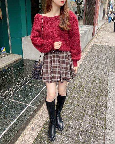 INGNI(イング) 2Wayショート丈シャギーニット ボルドー
