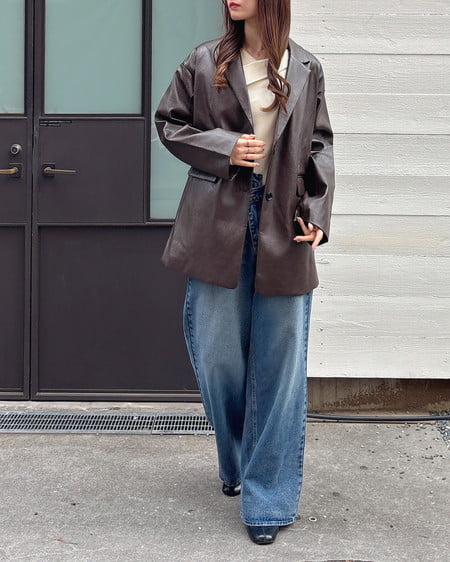 INGNI(イング) フェイクレザーテーラードジャケット ブラウン