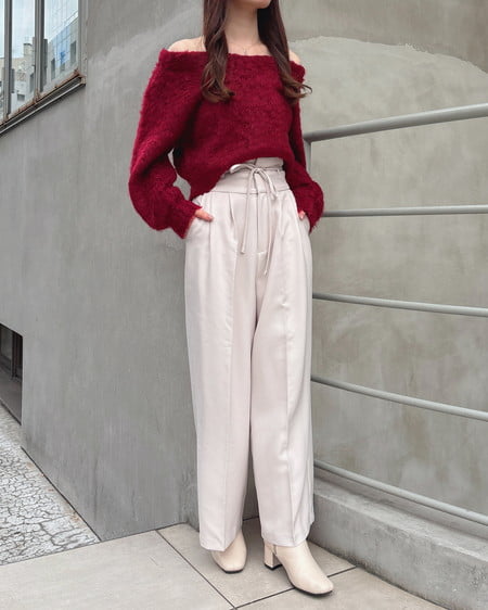 INGNI(イング) 2Wayショート丈シャギーニット ボルドー