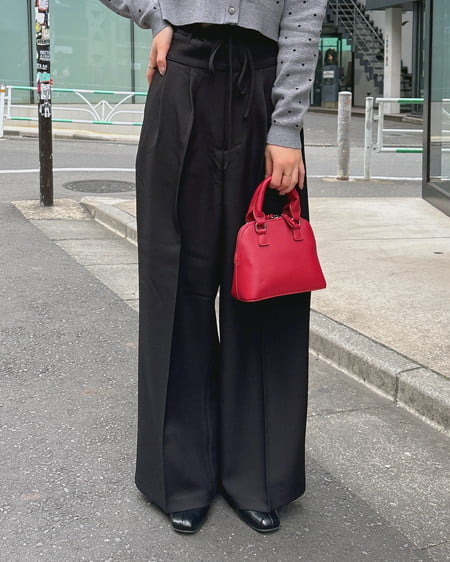 INGNI(イング) ハイウエストリボンパンツ クロ