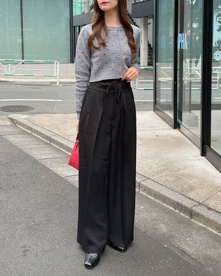 INGNI(イング) ハイウエストリボンパンツ クロ