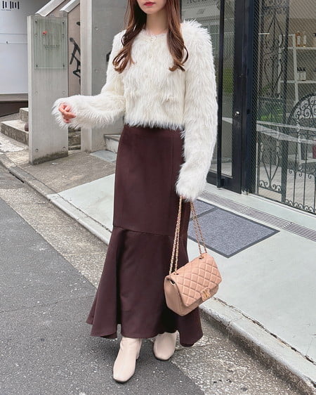 INGNI(イング) フェザーロングニットカーディガン アイボリー