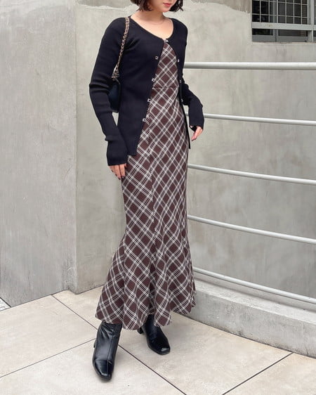 INGNI(イング) フロントホックニットカーディガン クロ