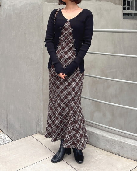 INGNI(イング) フロントホックニットカーディガン クロ