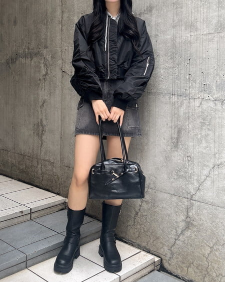 INGNI(イング) ベルトデザインボストンバッグ クロ