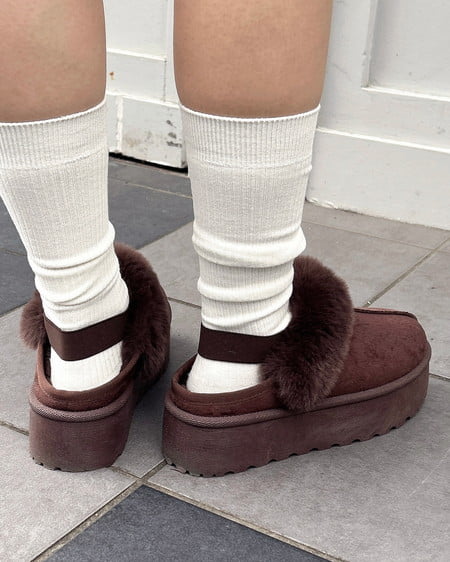 INGNI(イング) 厚底フェイクムートンサンダル ブラウン