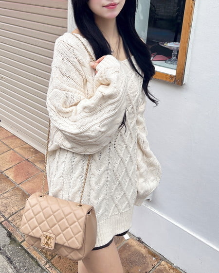 INGNI（イング） 2Wayケーブルルーズチュニックニット ｱｲﾎﾞﾘｰ